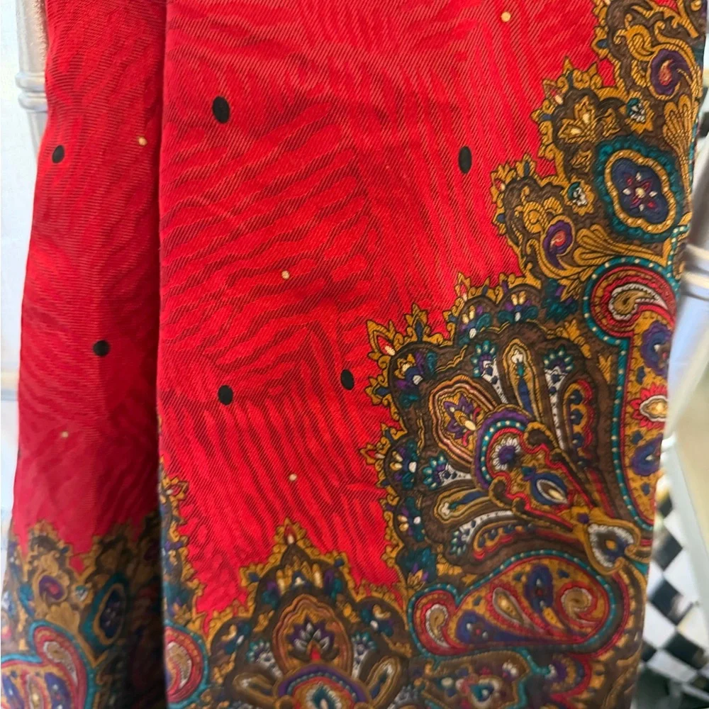 Christian Dior Red Patterned Scarf